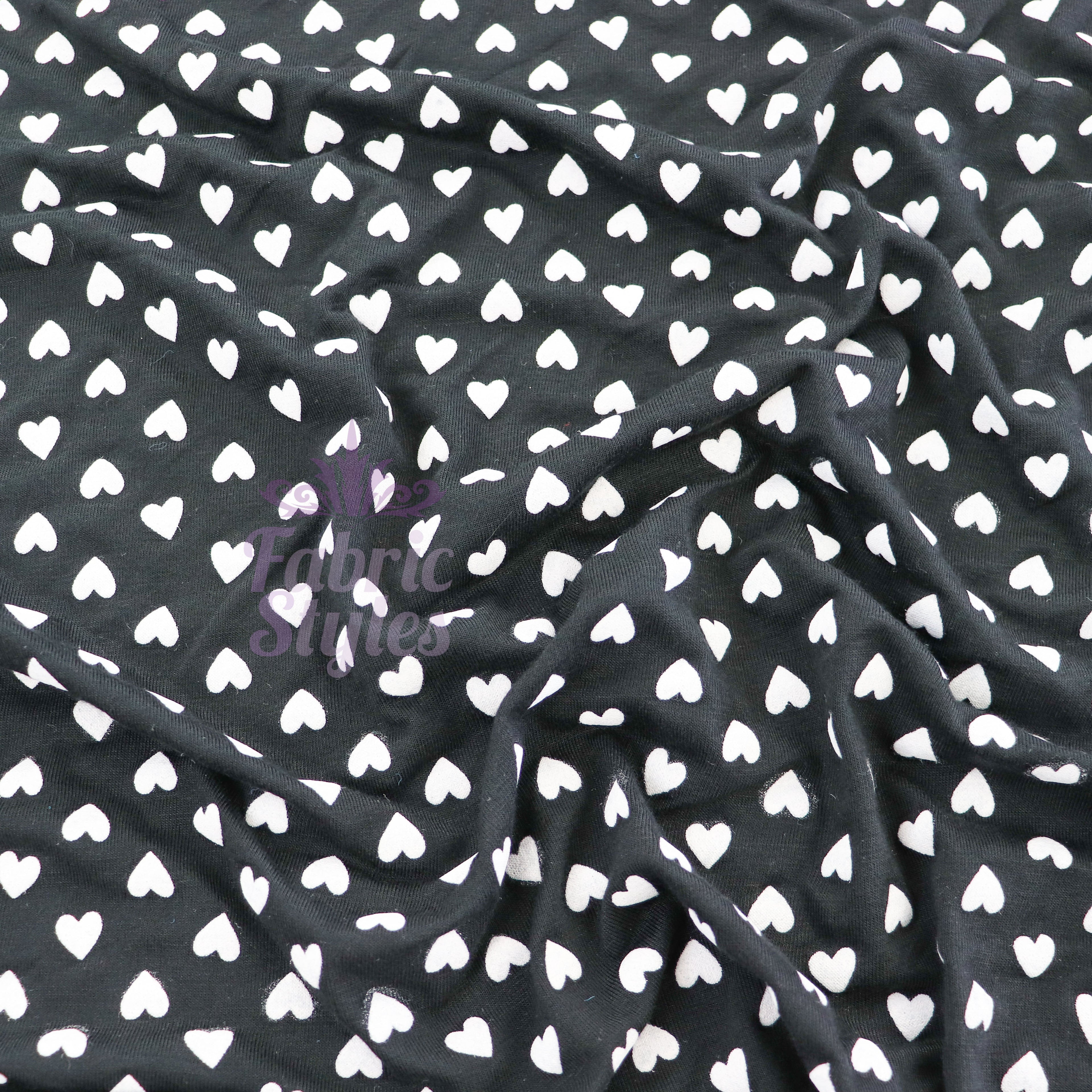 Mini Hearts Black Viscose