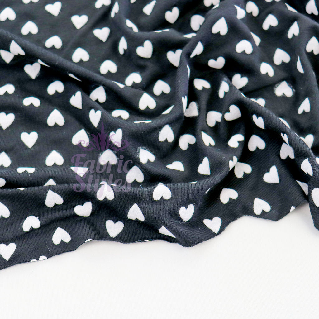 Mini Hearts Black Viscose