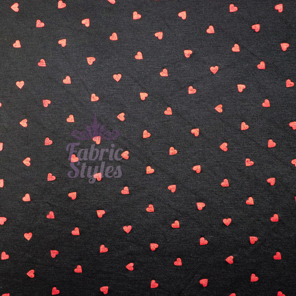 Black & Red Mini Hearts Viscose