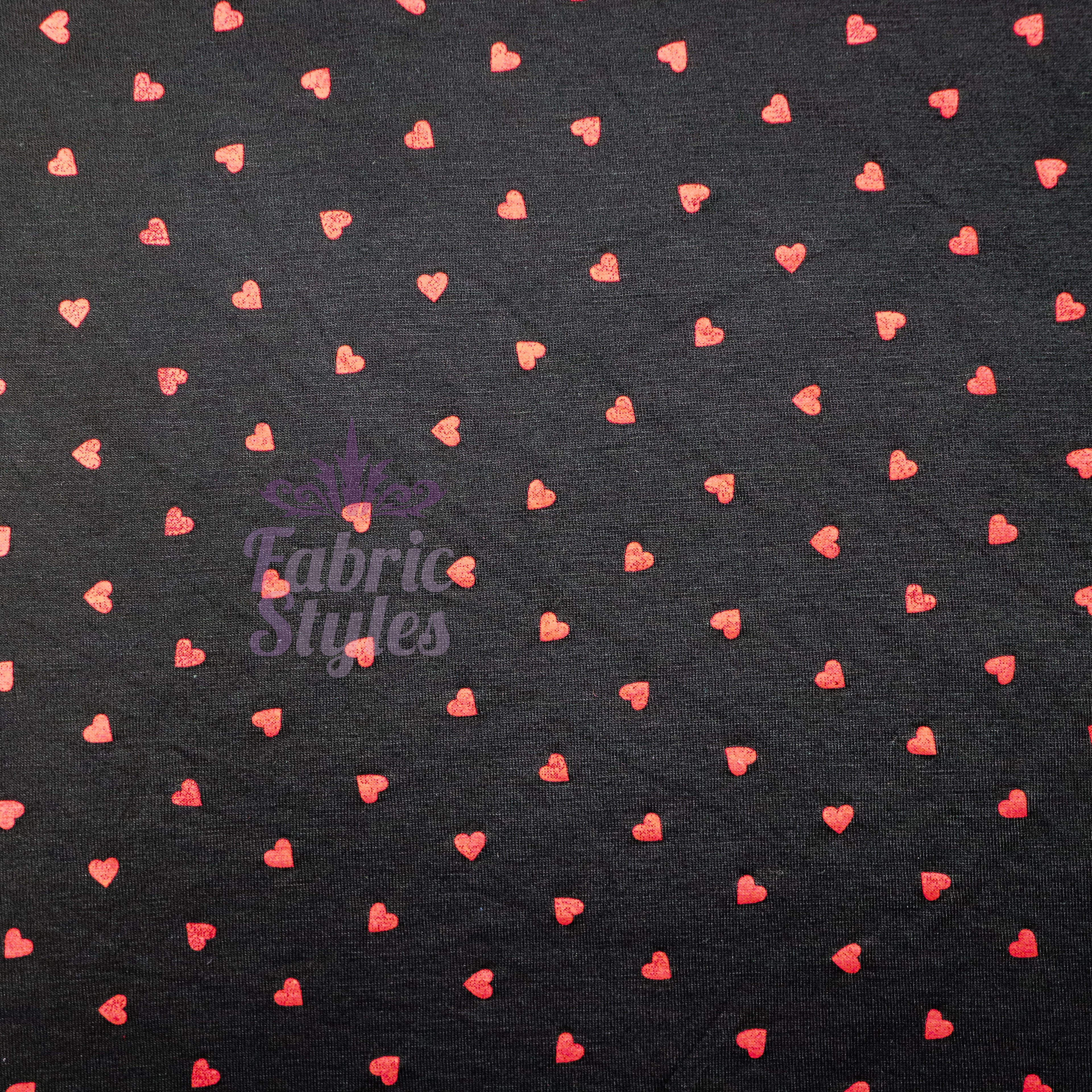 Black & Red Mini Hearts Viscose