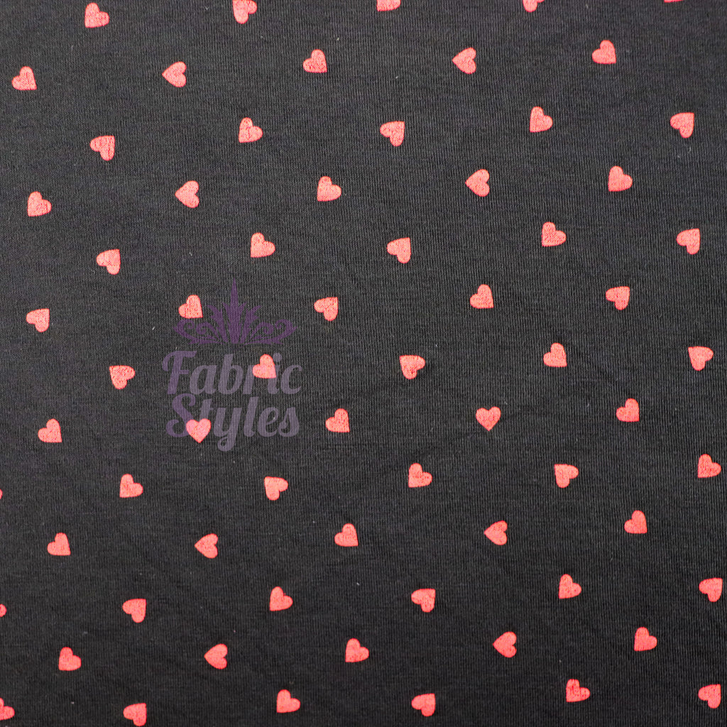 Black & Red Mini Hearts Viscose