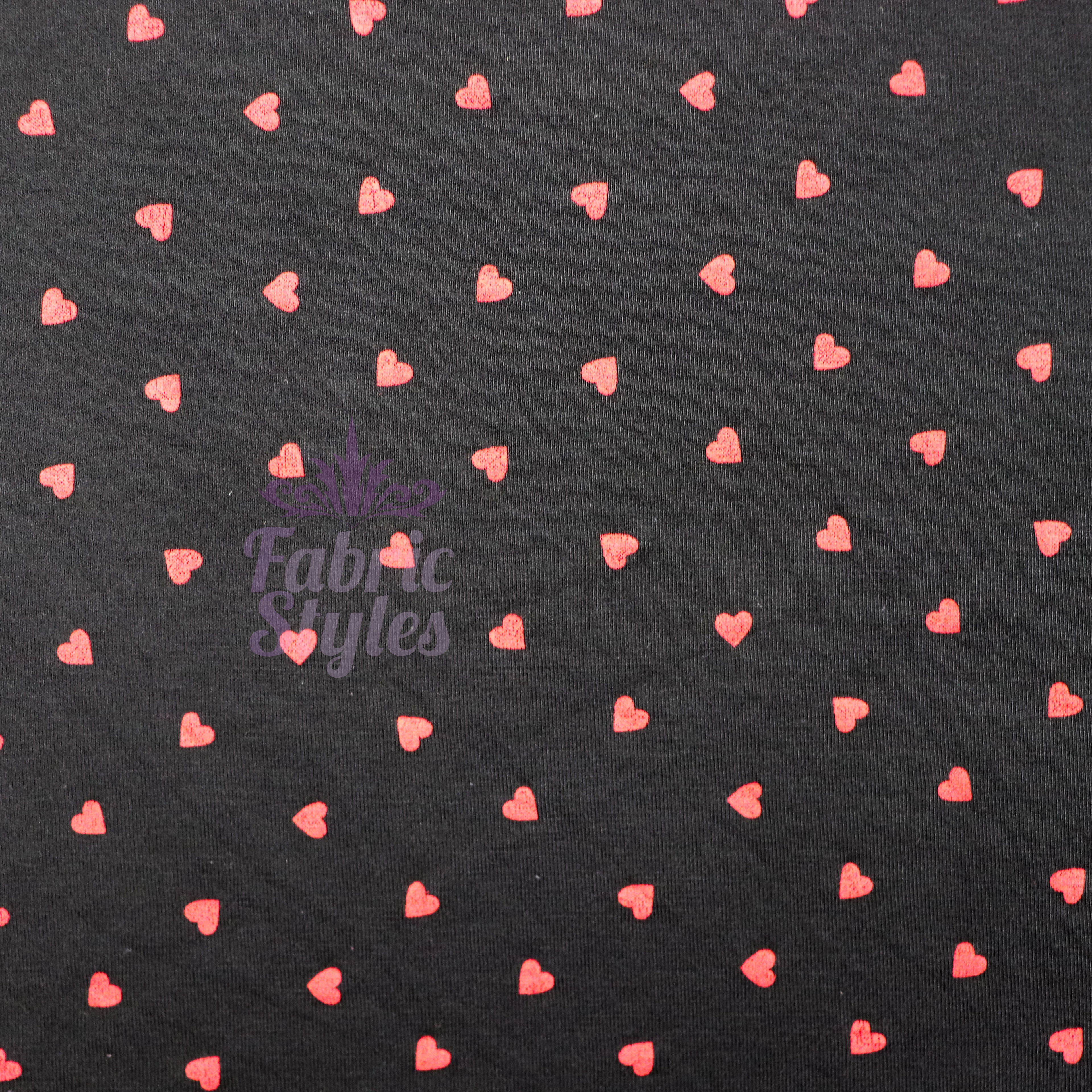 Black & Red Mini Hearts Viscose