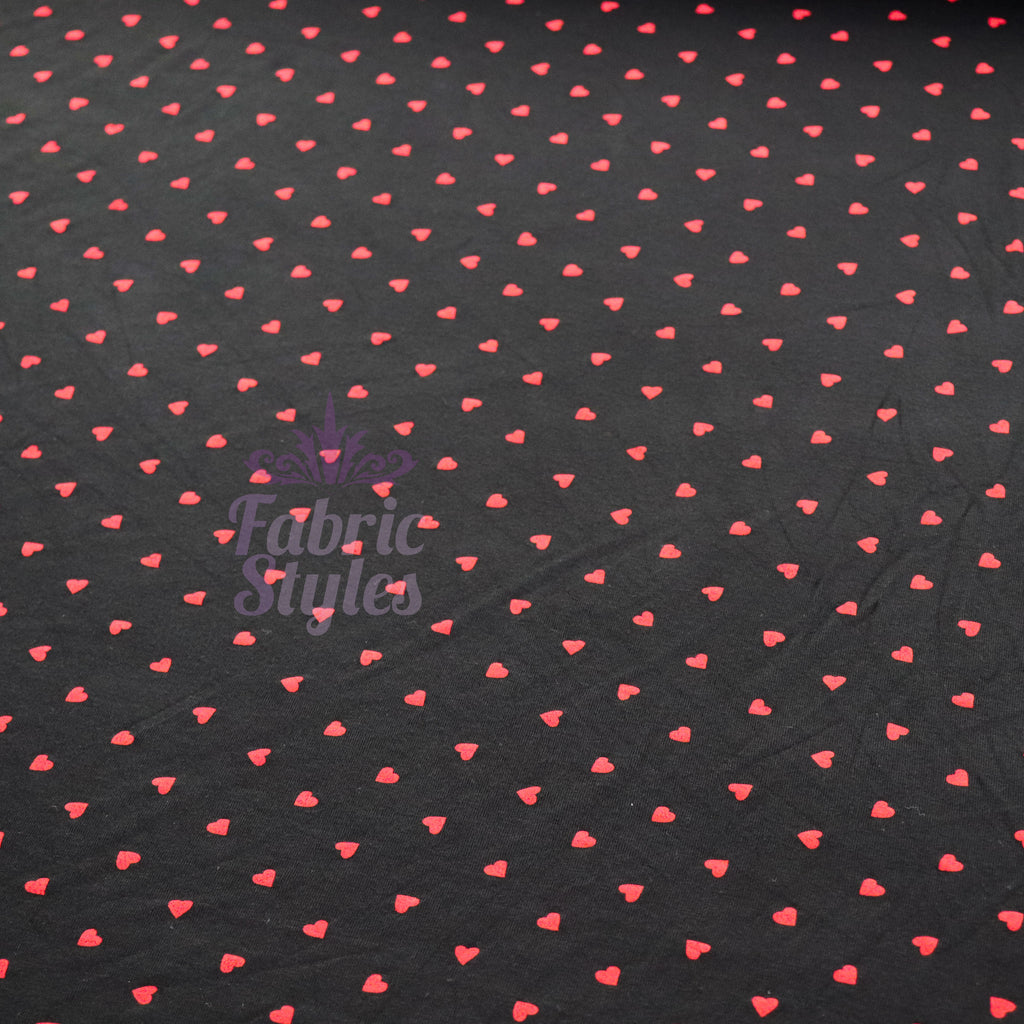 Black & Red Mini Hearts Viscose