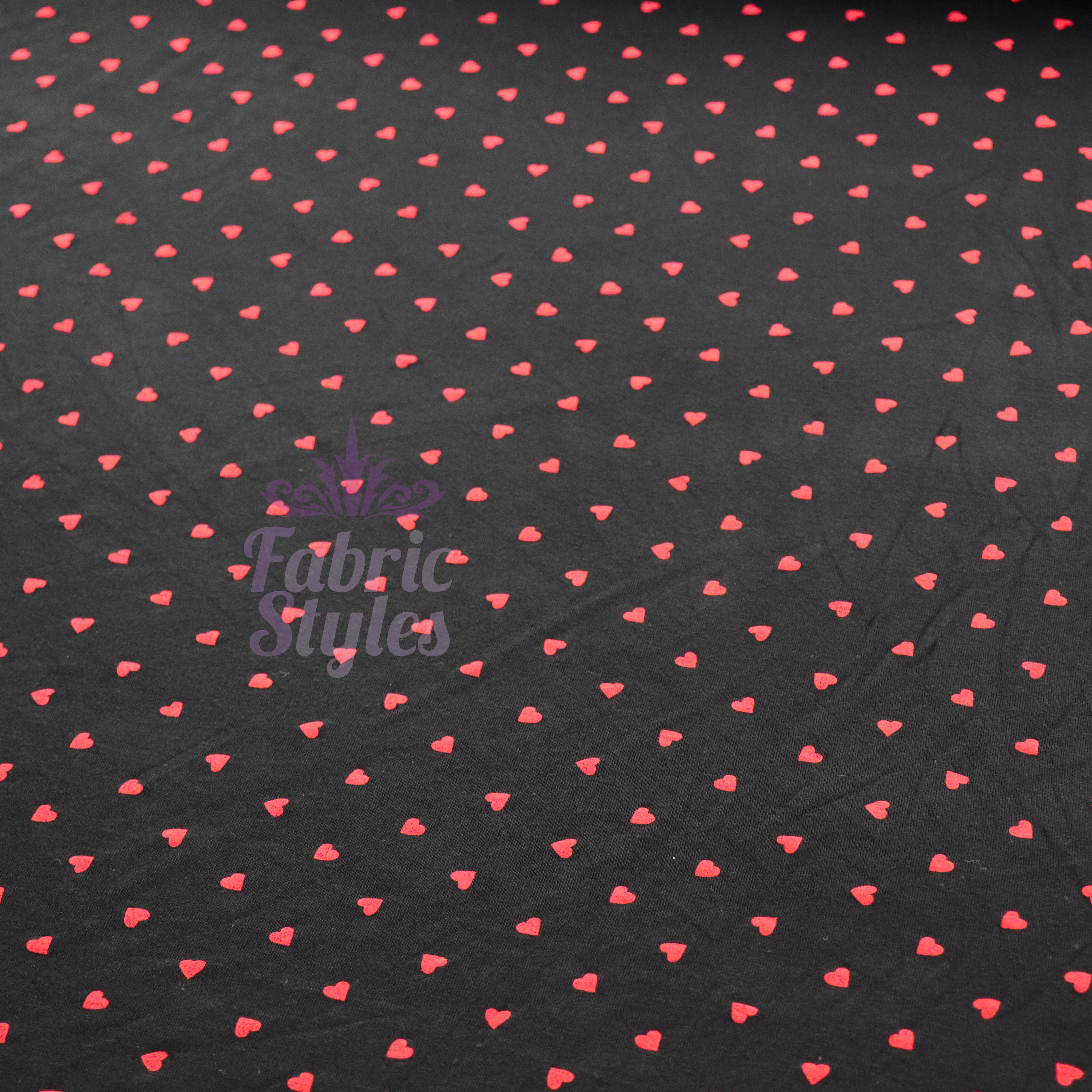 Black & Red Mini Hearts Viscose