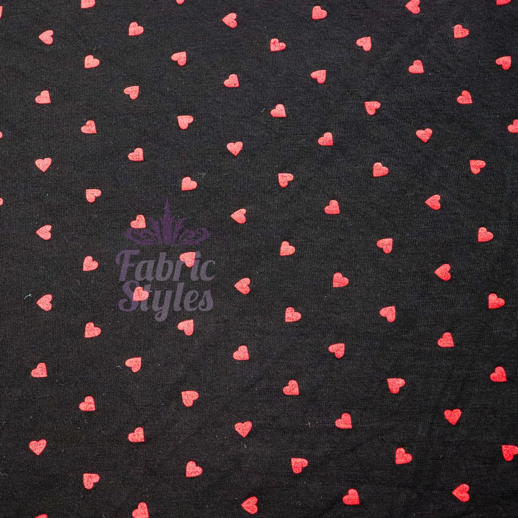Black & Red Mini Hearts Viscose