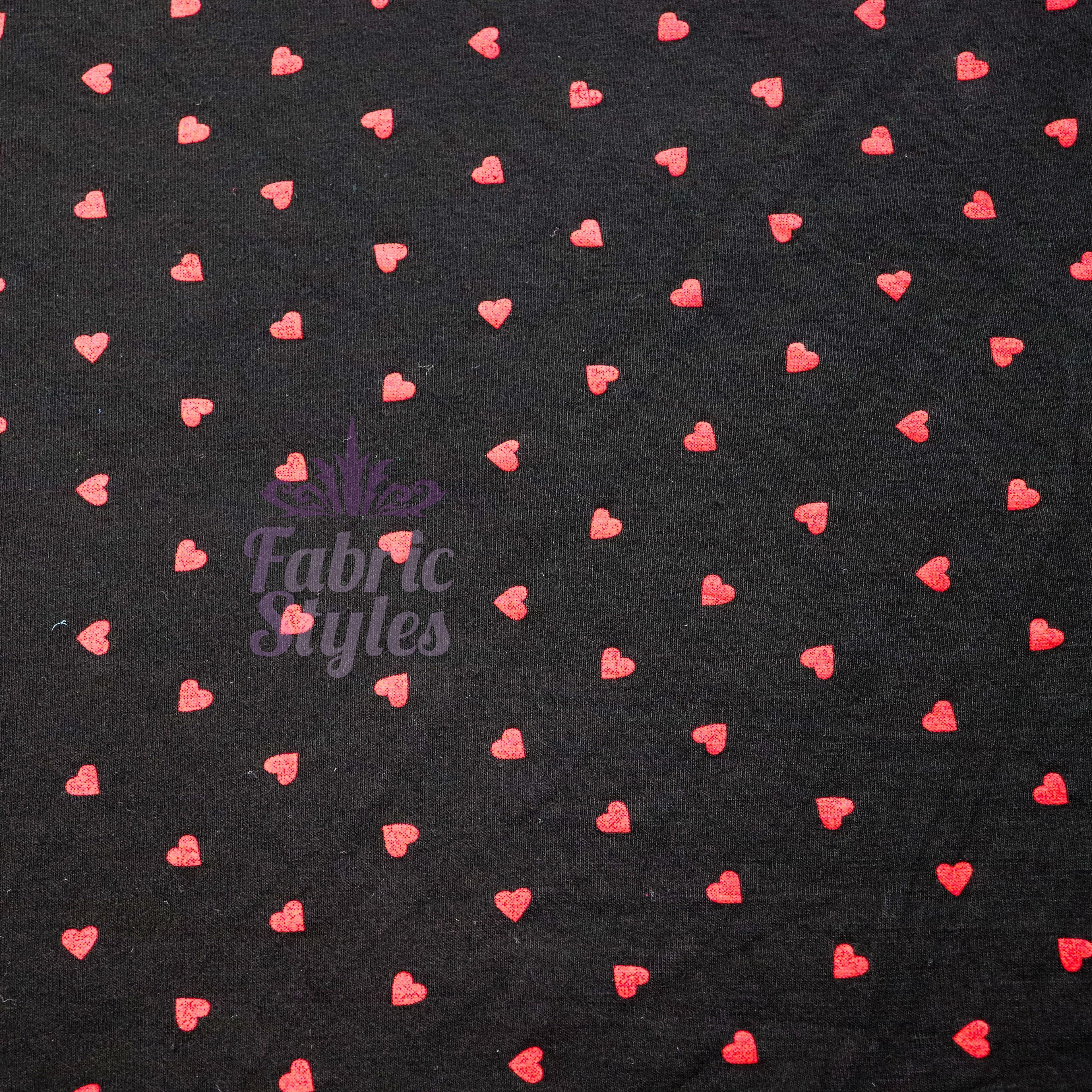 Black & Red Mini Hearts Viscose