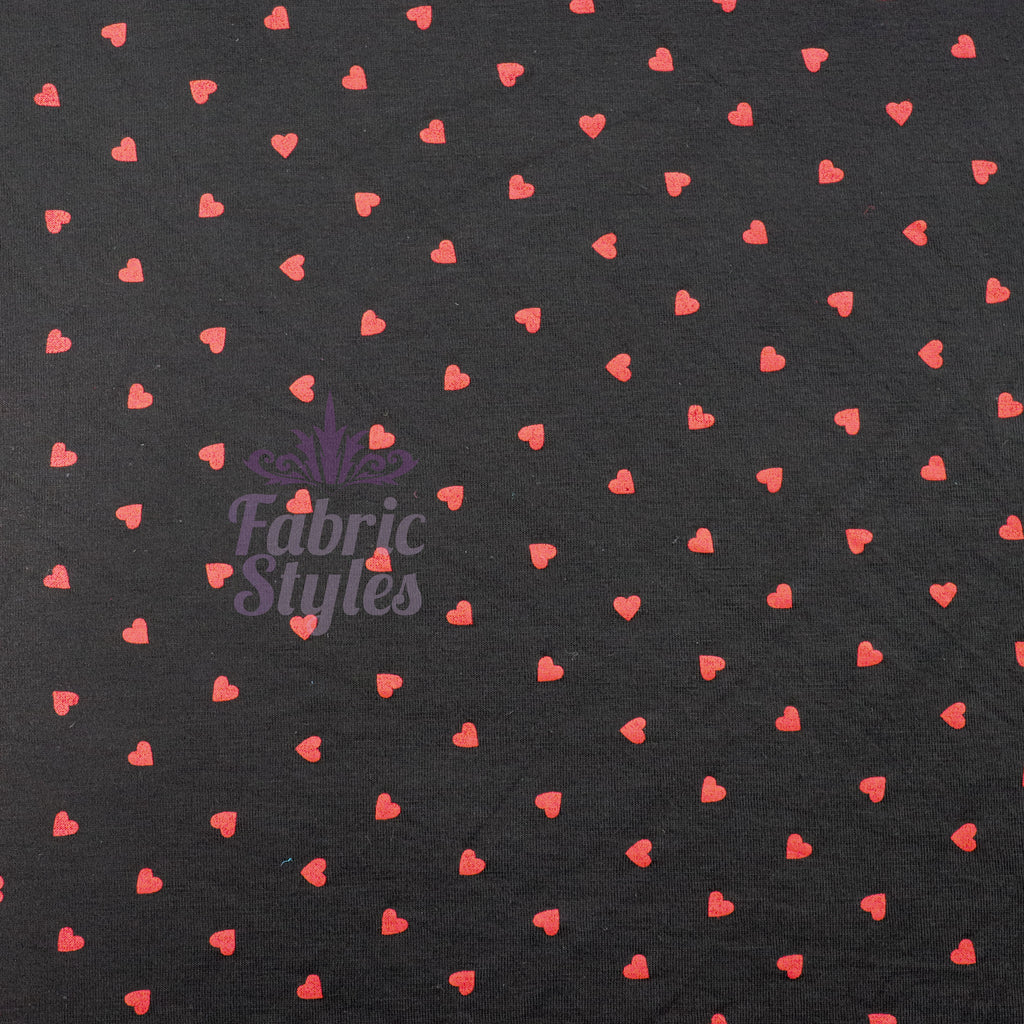Black & Red Mini Hearts Viscose