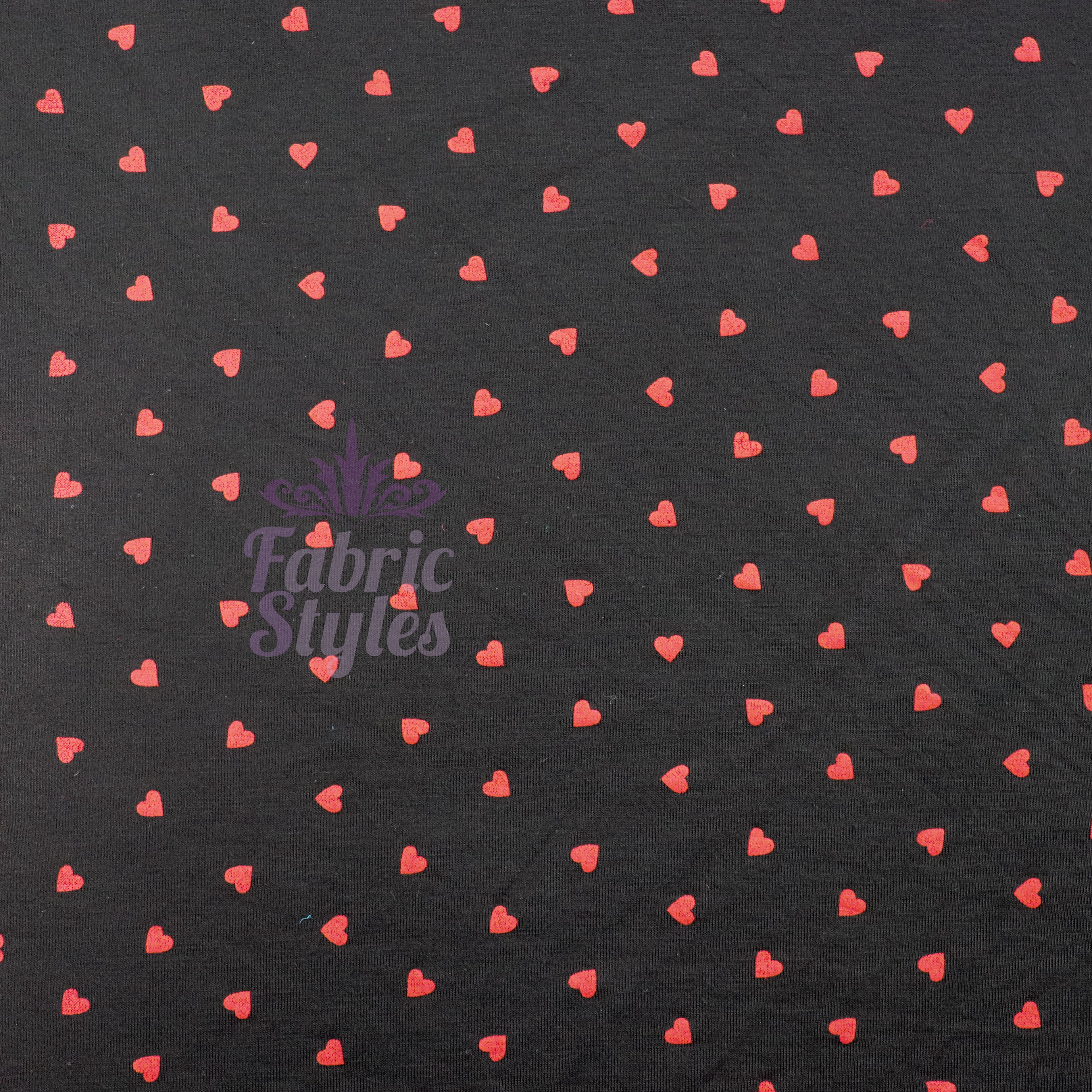 Black & Red Mini Hearts Viscose