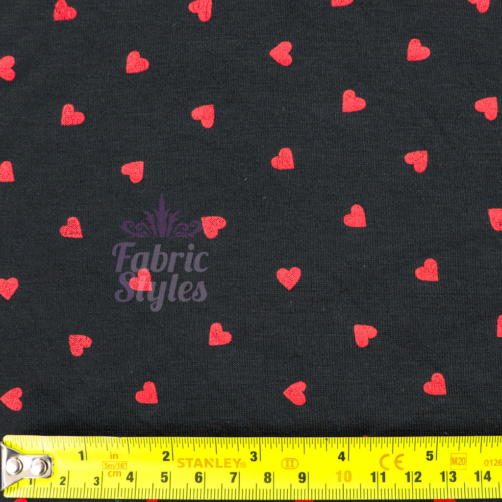 Black & Red Mini Hearts Viscose