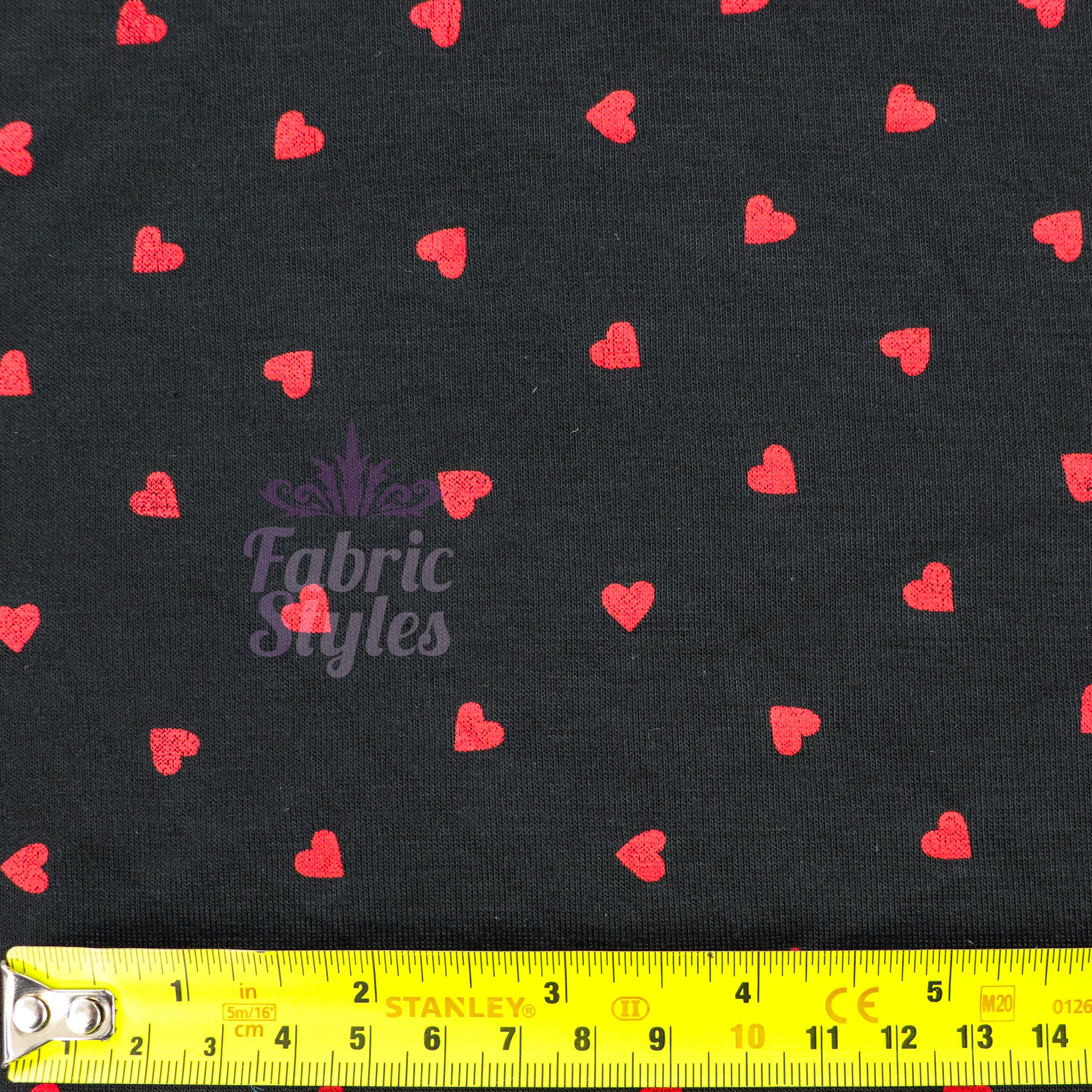 Black & Red Mini Hearts Viscose