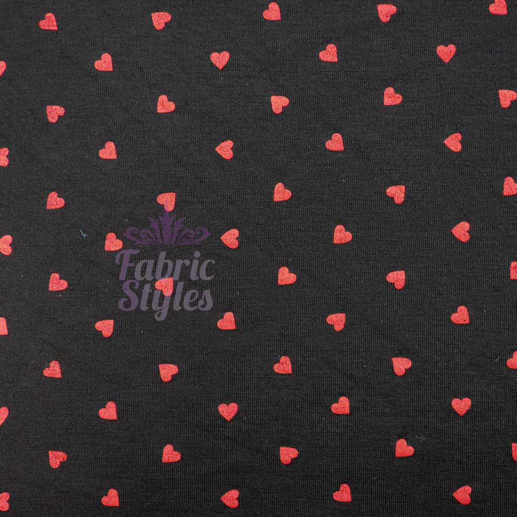 Black & Red Mini Hearts Viscose