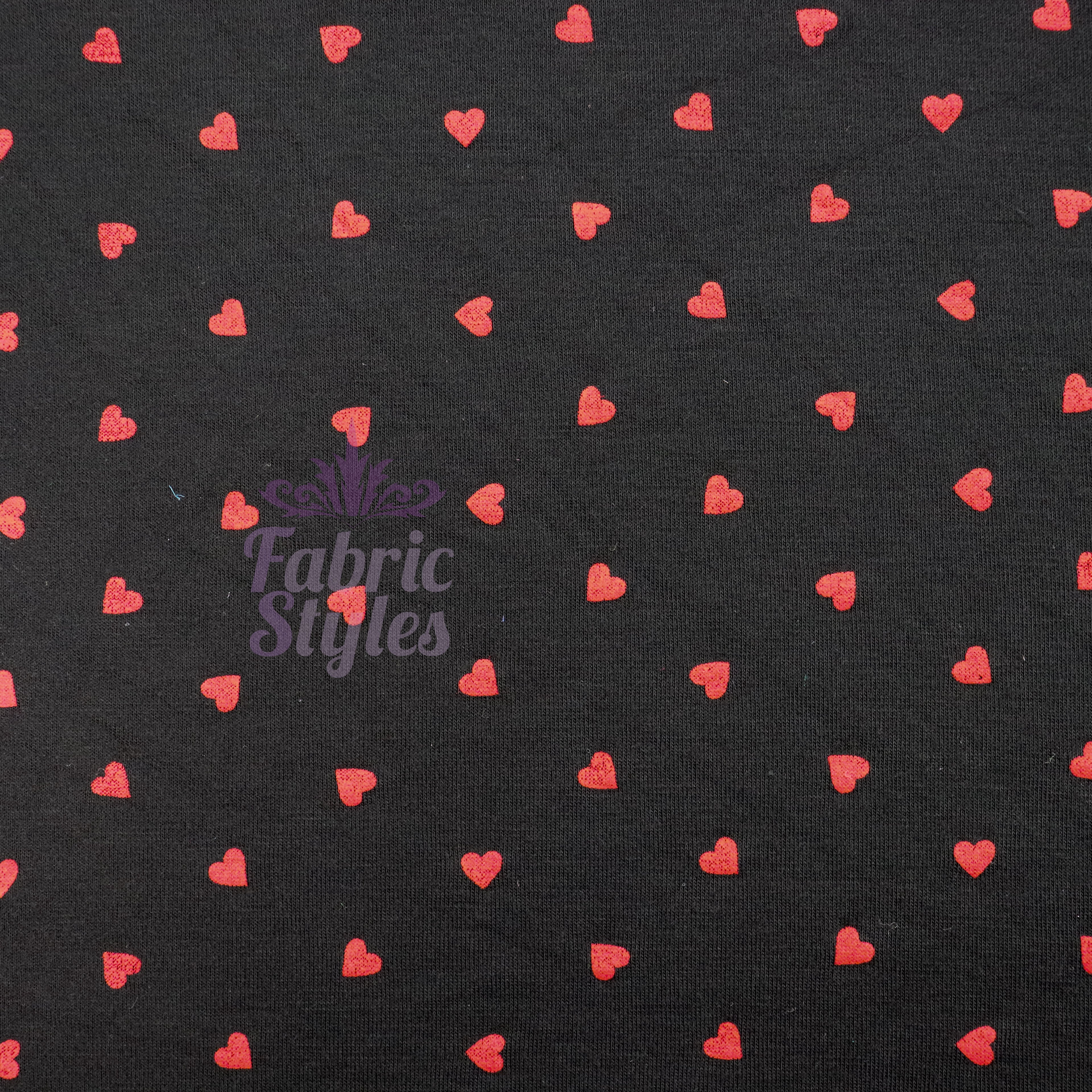 Black & Red Mini Hearts Viscose