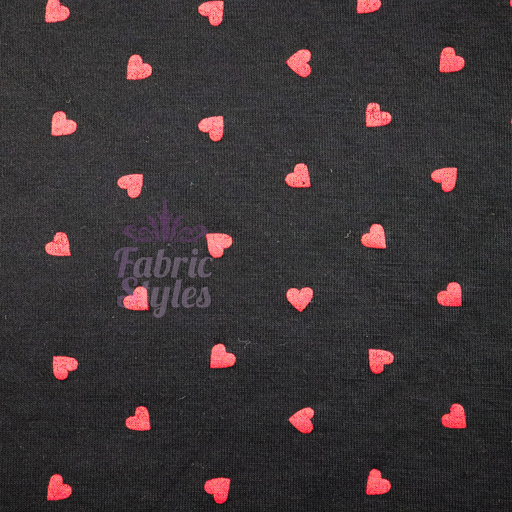 Black & Red Mini Hearts Viscose