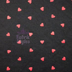 Black & Red Mini Hearts Viscose