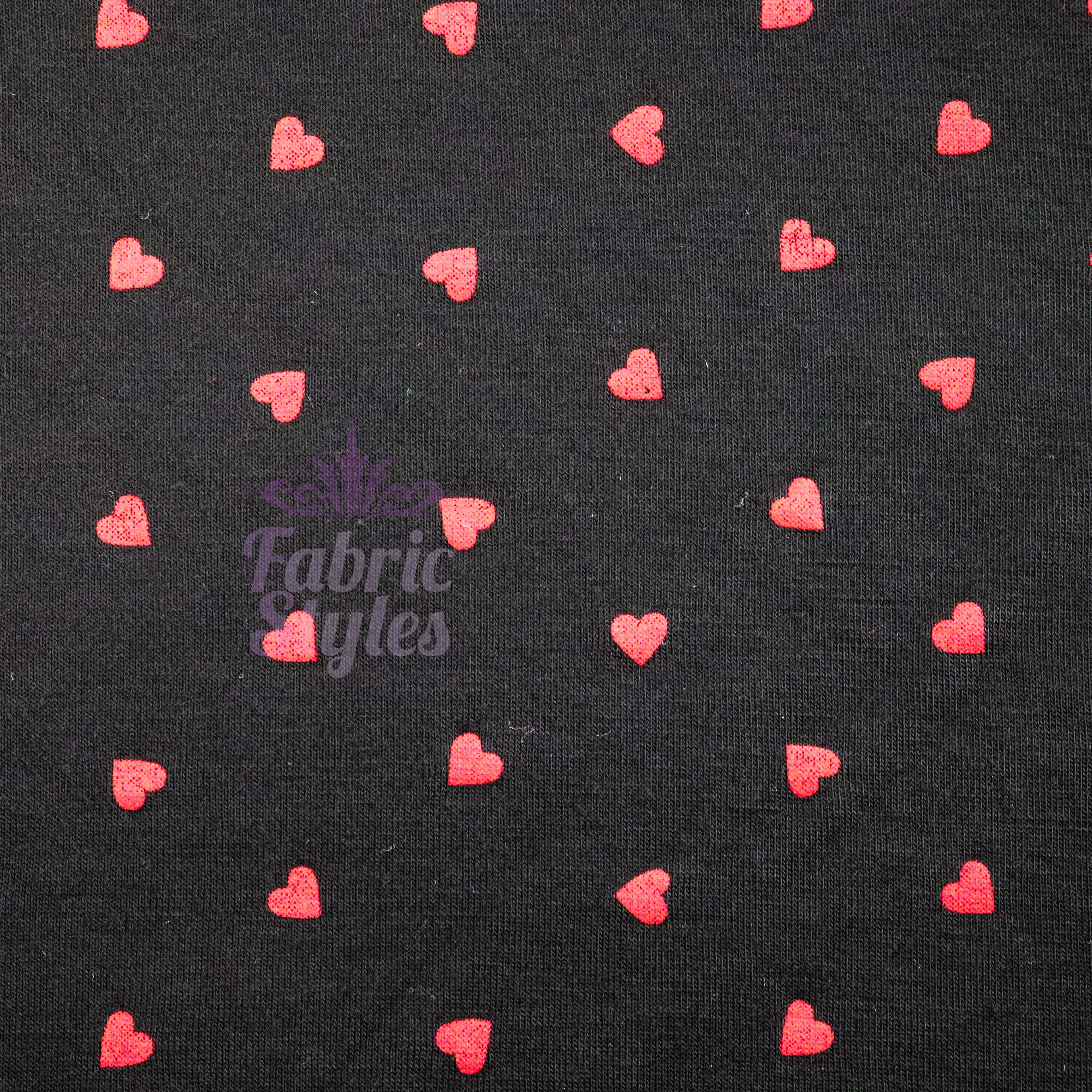 Black & Red Mini Hearts Viscose