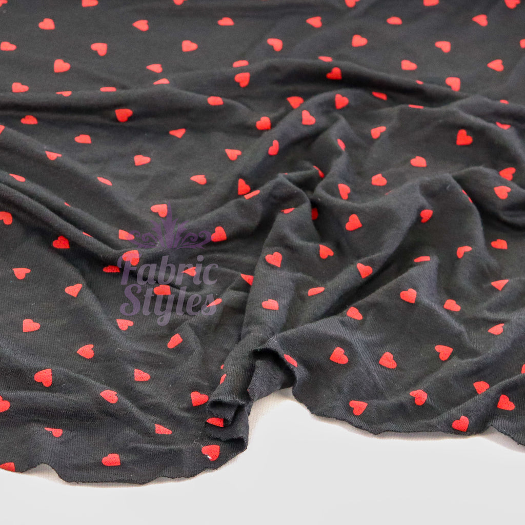 Black & Red Mini Hearts Viscose