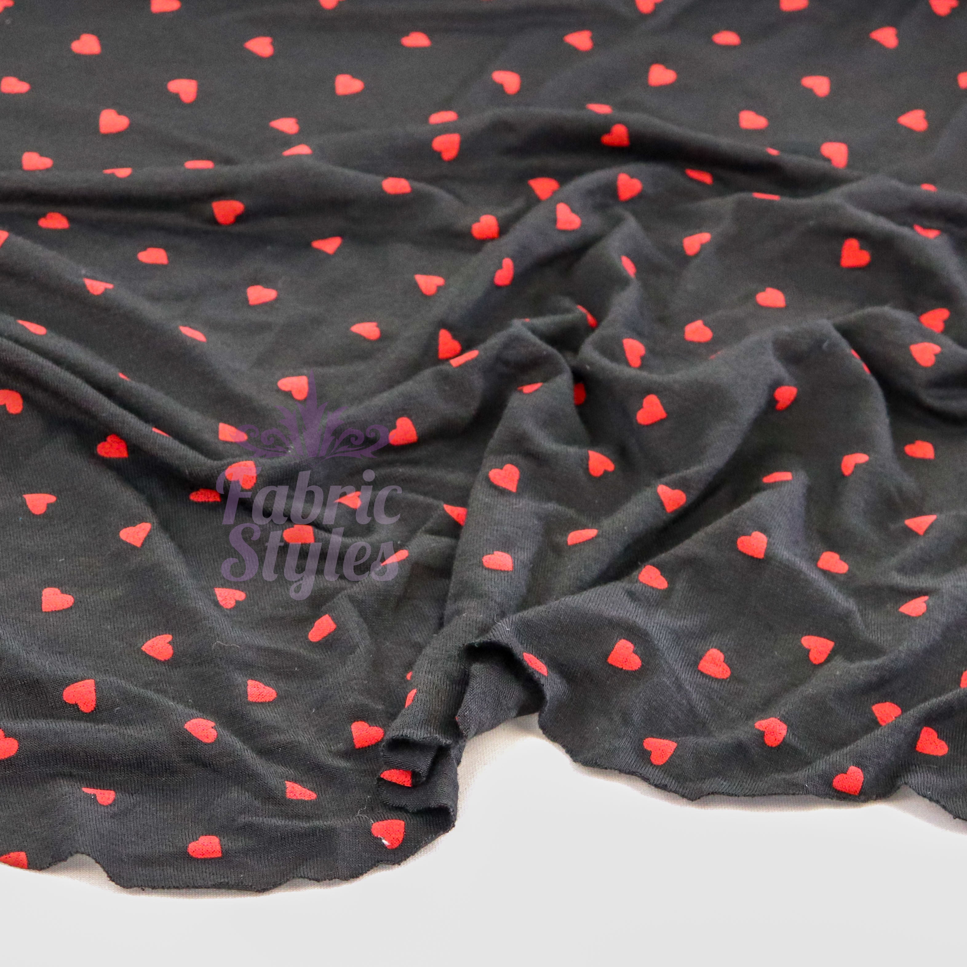 Black & Red Mini Hearts Viscose