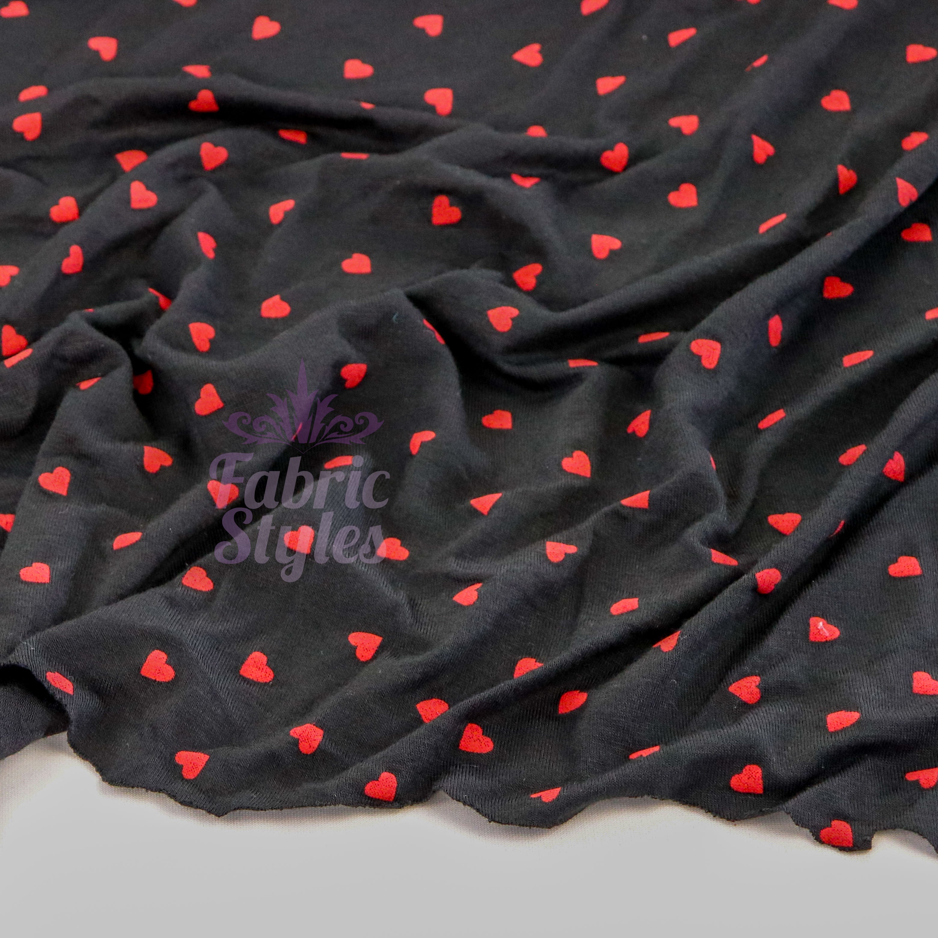 Black & Red Mini Hearts Viscose