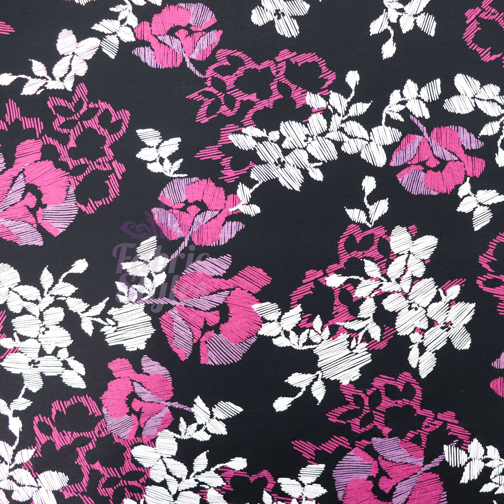 Pink Line Sketch Floral Viscose