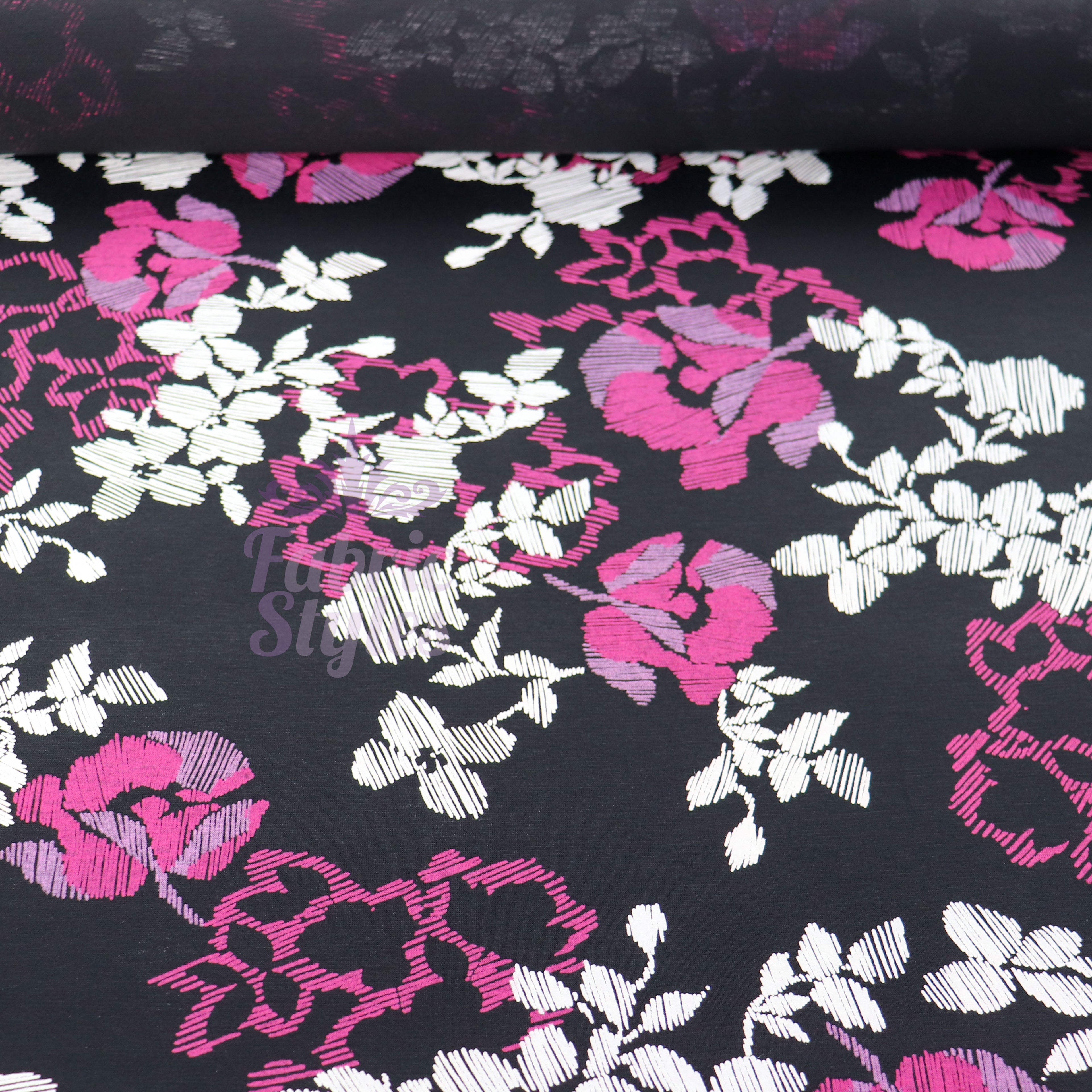 Pink Line Sketch Floral Viscose