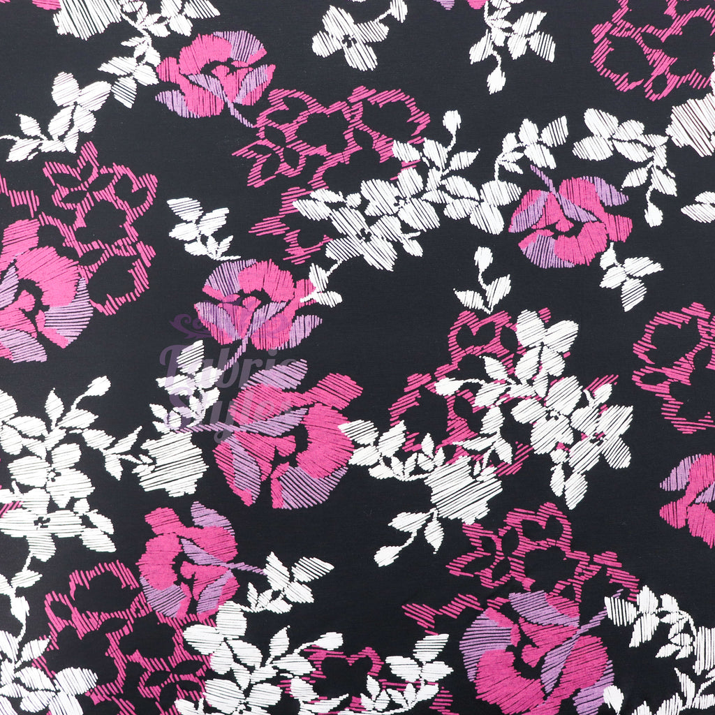 Pink Line Sketch Floral Viscose