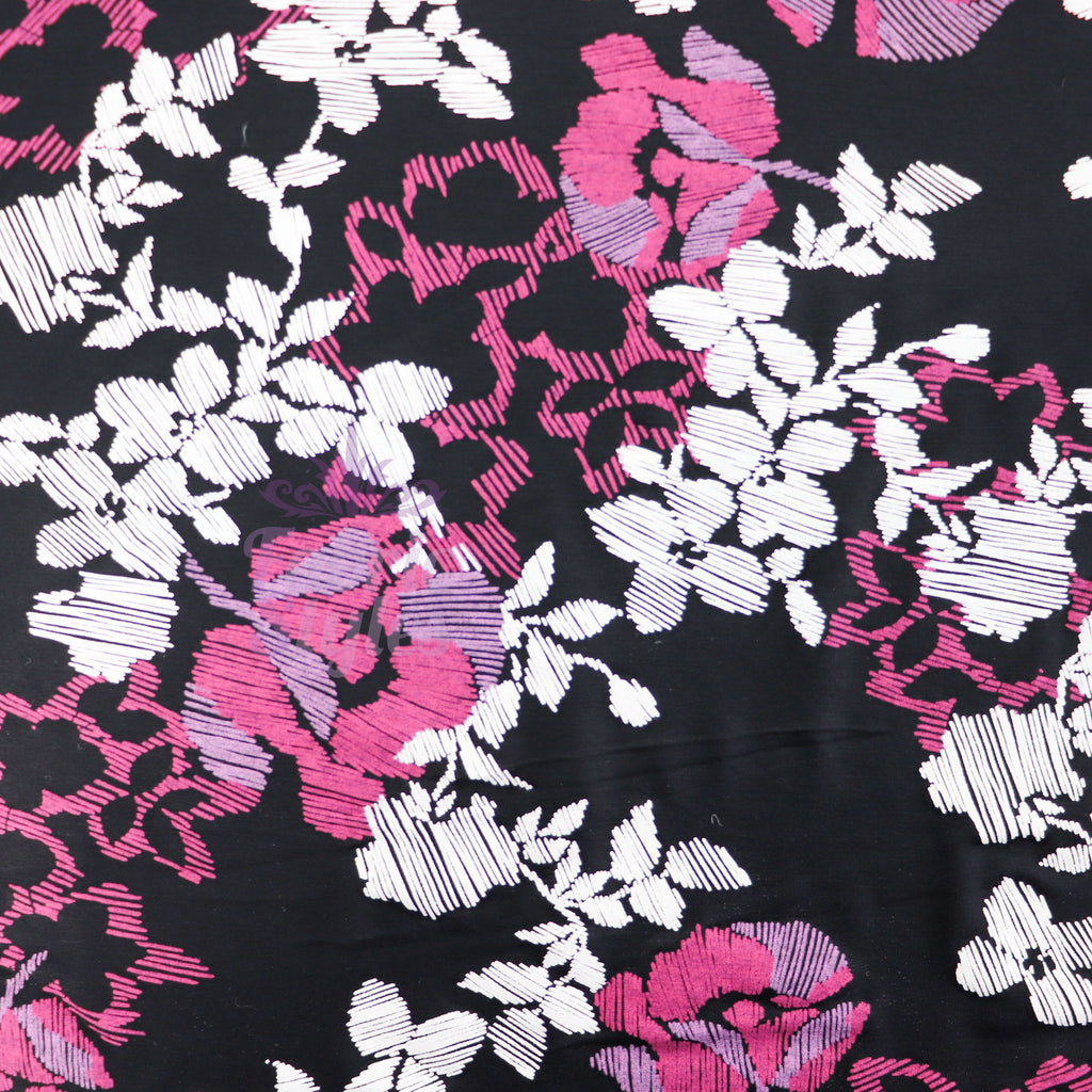 Pink Line Sketch Floral Viscose