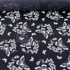 Black & White Butterfly Viscose Elastane Fabric