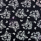 Black & White Butterfly Viscose Elastane Fabric
