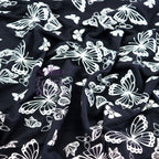 Black & White Butterfly Viscose Elastane Fabric