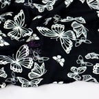Black & White Butterfly Viscose Elastane Fabric