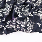 Black & White Butterfly Viscose Elastane Fabric
