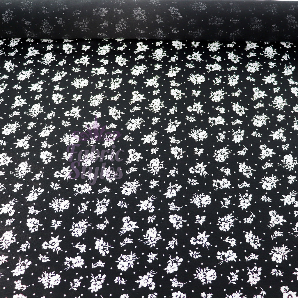 Monochrome Ditsy Floral Viscose
