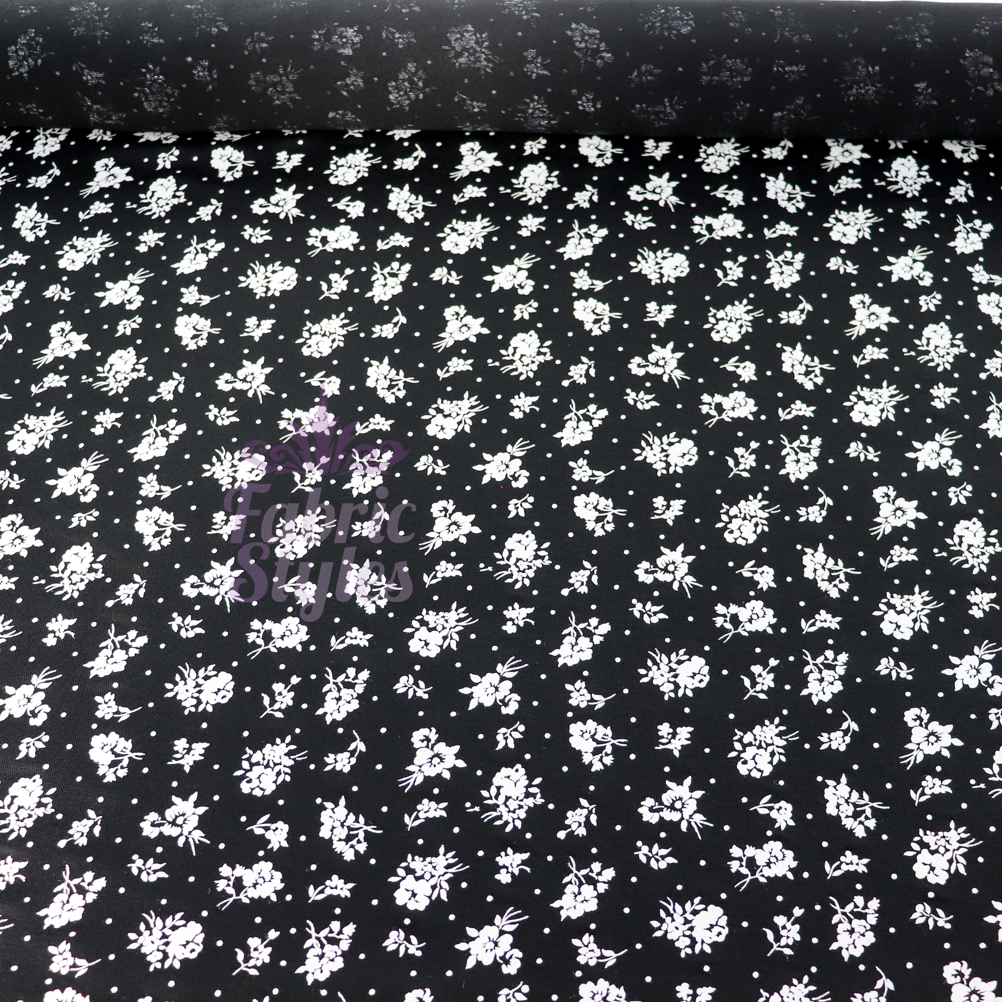 Monochrome Ditsy Floral Viscose