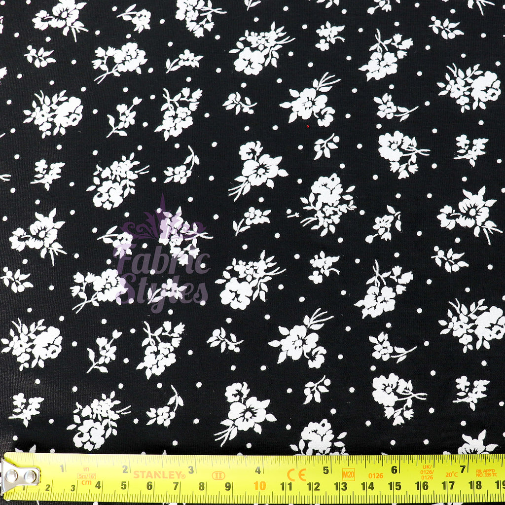 Monochrome Ditsy Floral Viscose