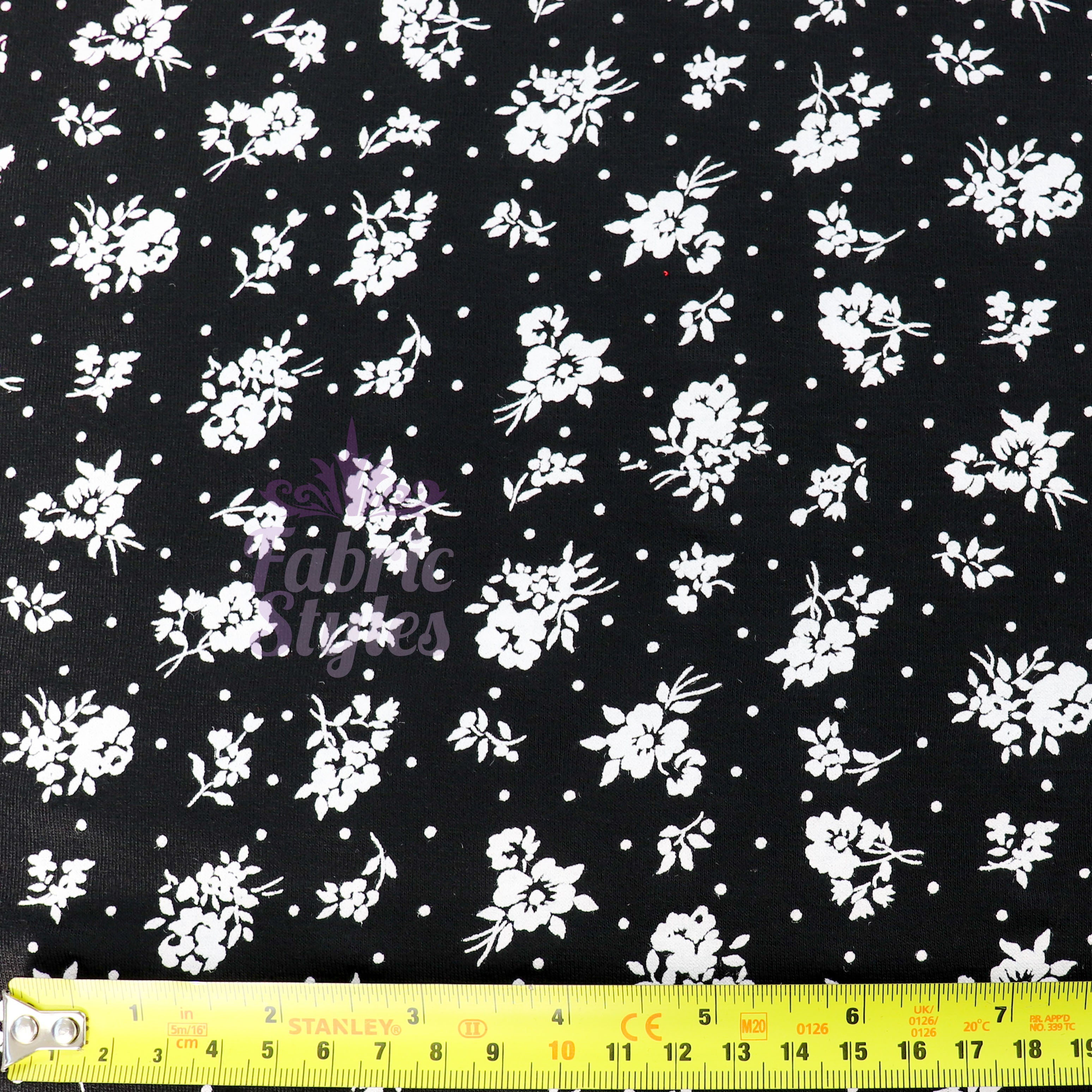 Monochrome Ditsy Floral Viscose