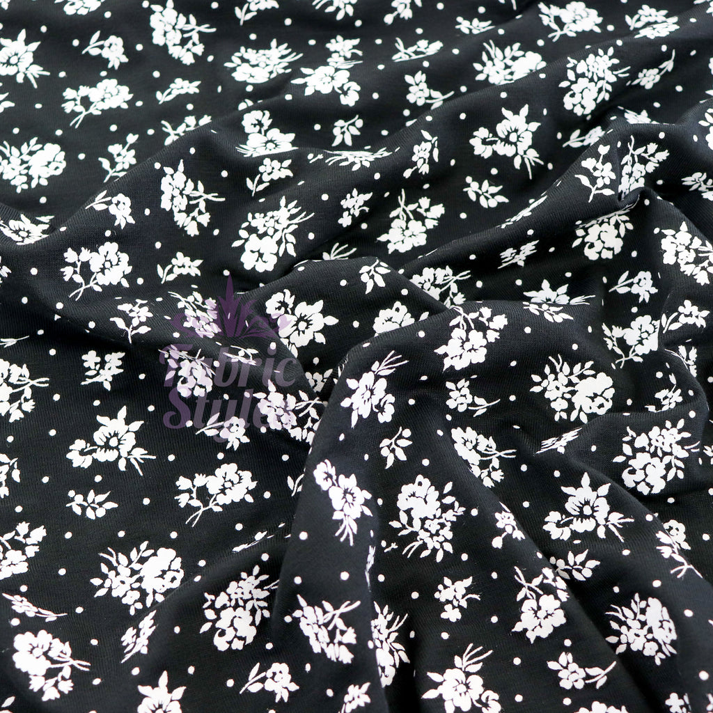 Monochrome Ditsy Floral Viscose