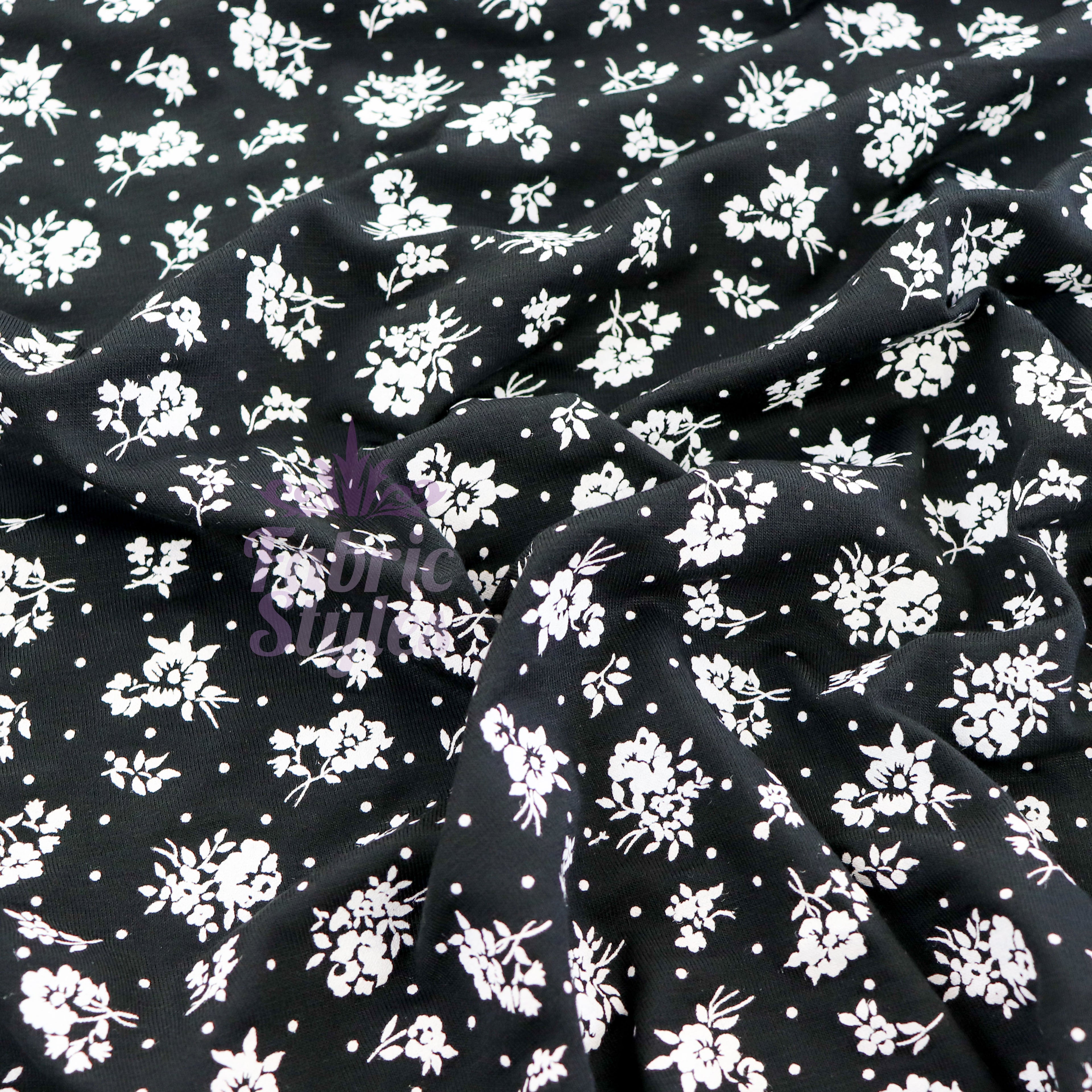 Monochrome Ditsy Floral Viscose