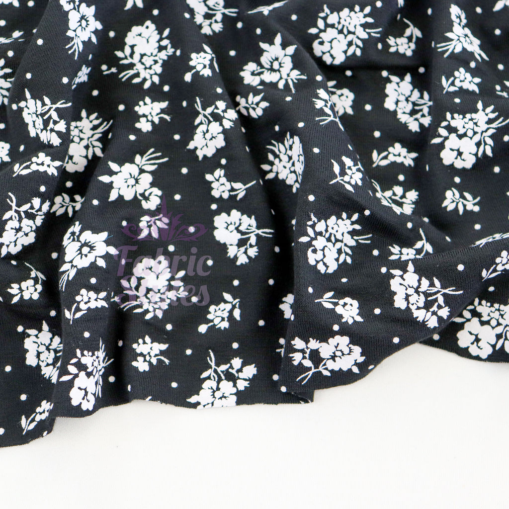 Monochrome Ditsy Floral Viscose
