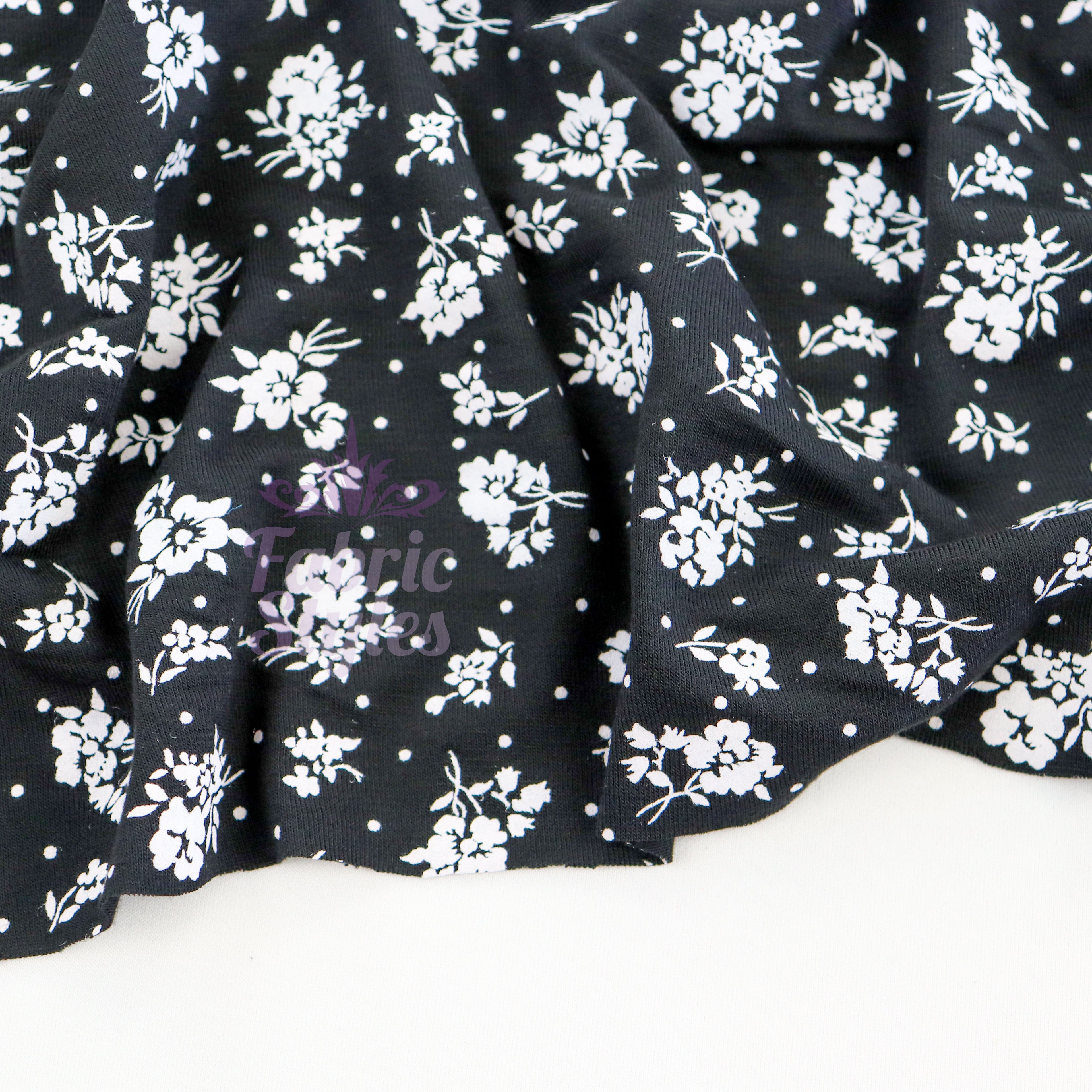 Monochrome Ditsy Floral Viscose