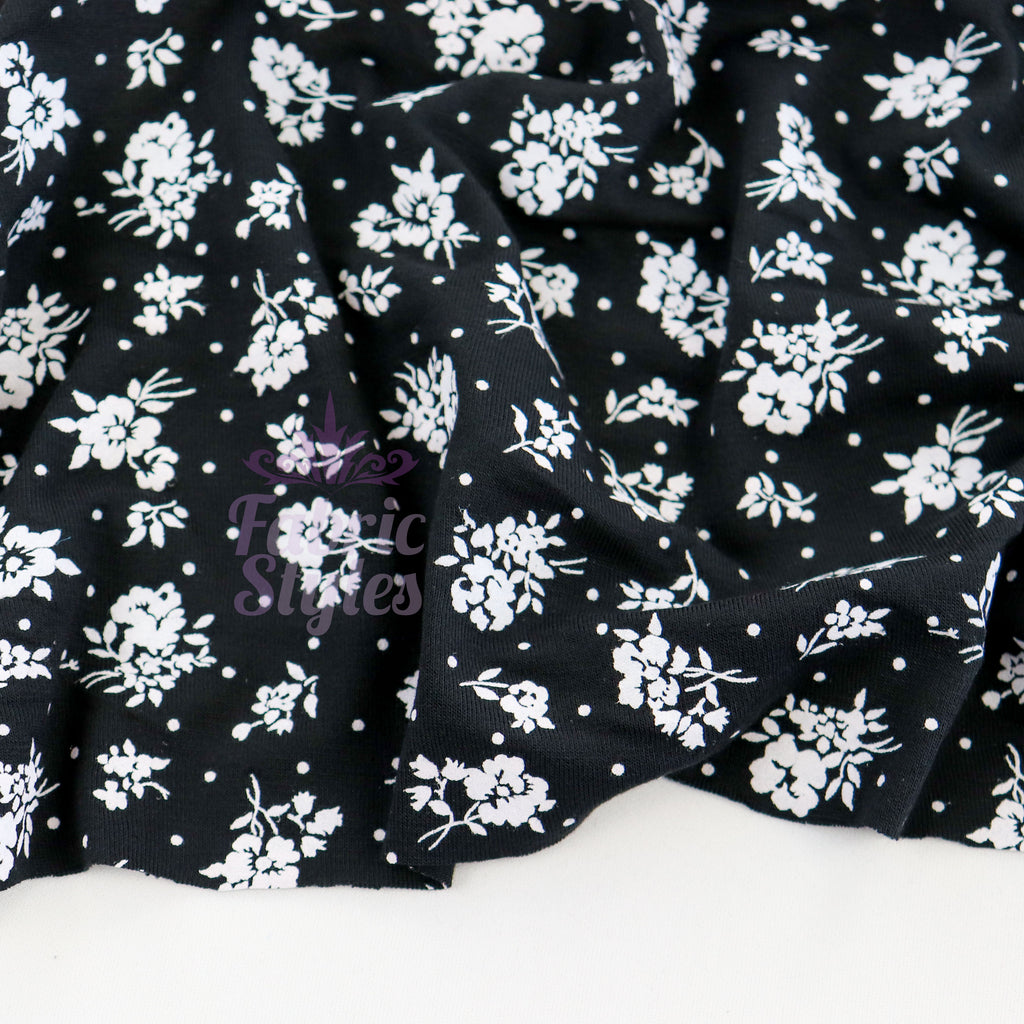 Monochrome Ditsy Floral Viscose