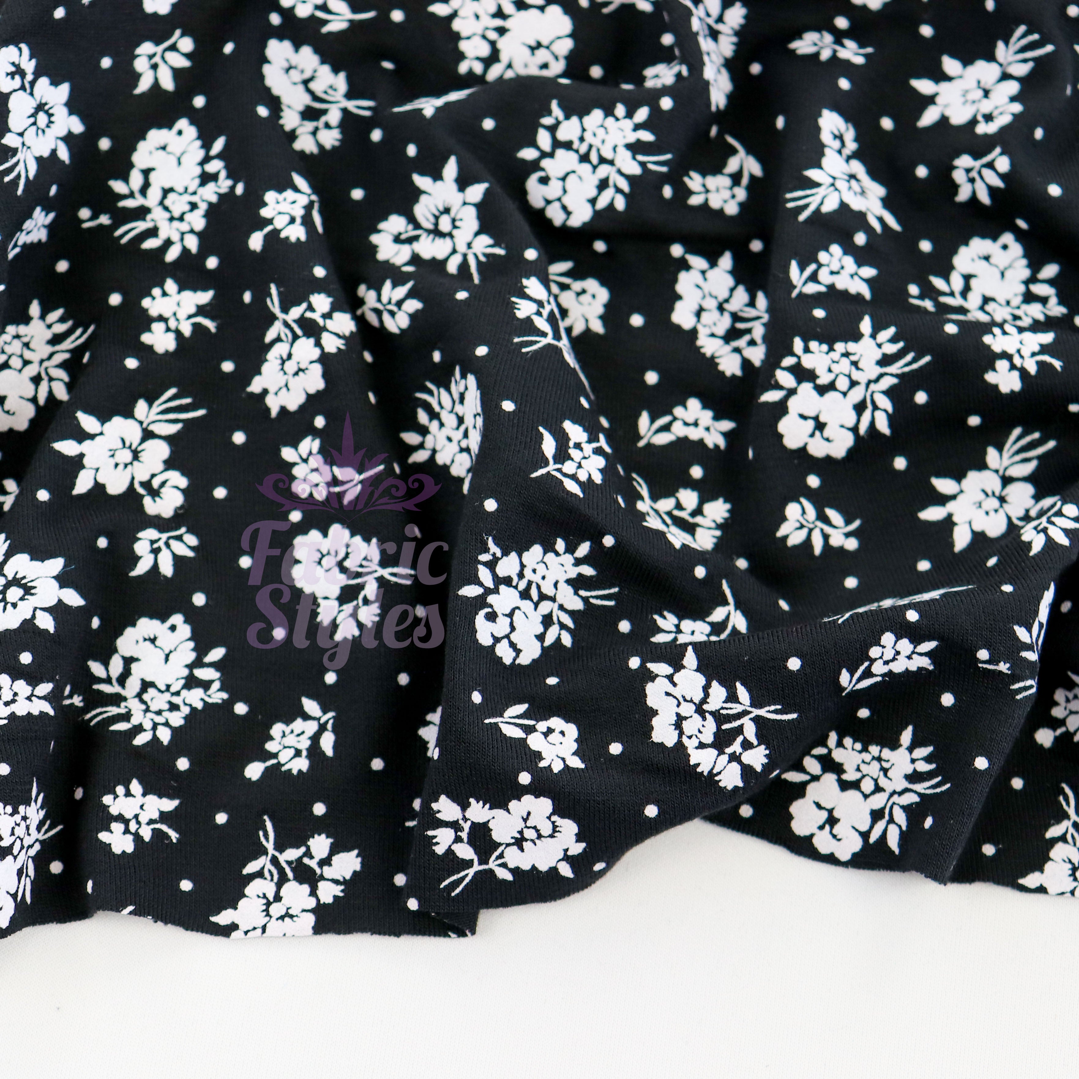 Monochrome Ditsy Floral Viscose