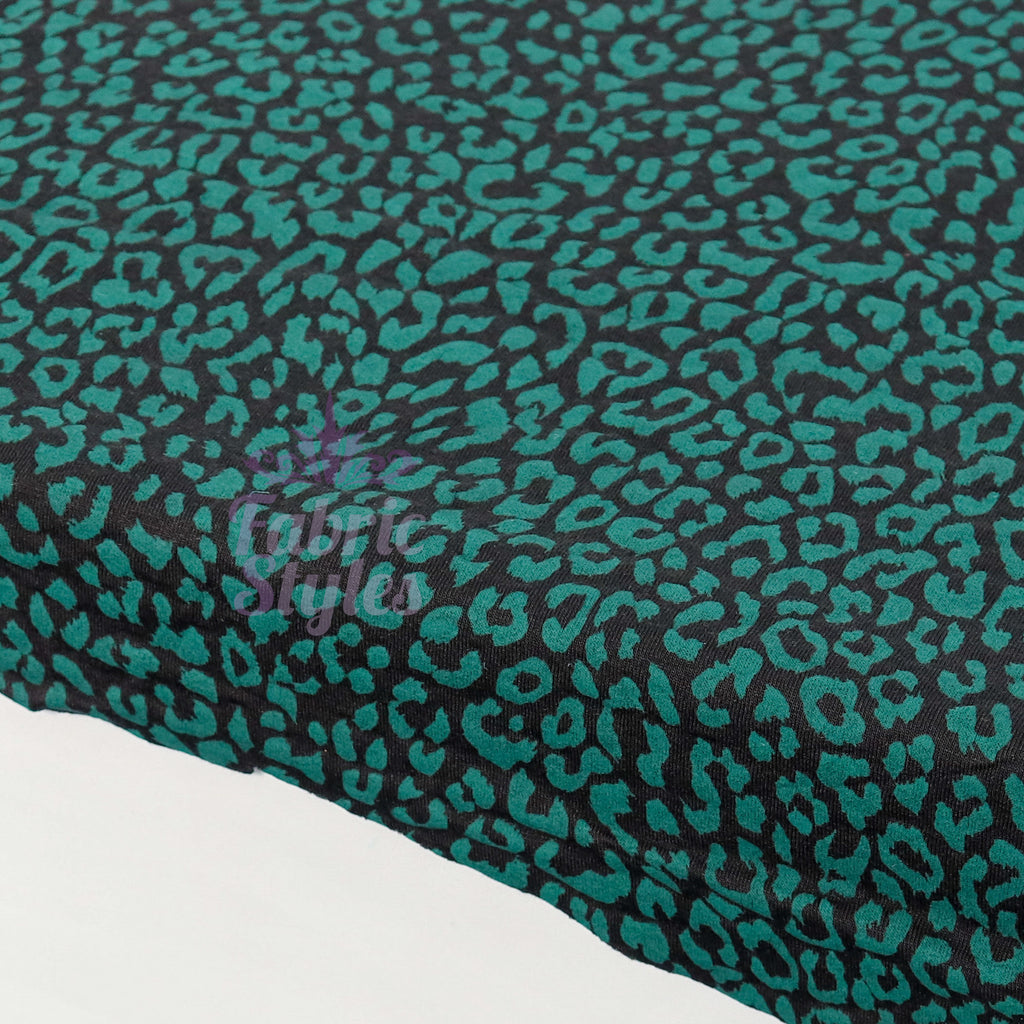 Bottle Green Viscose Leopard