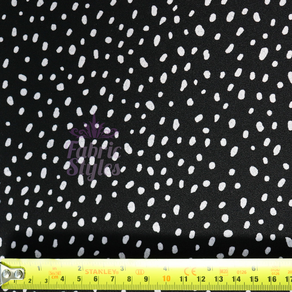 Black & White Dalmatian Spot Scuba Crepe Stretch Fabric