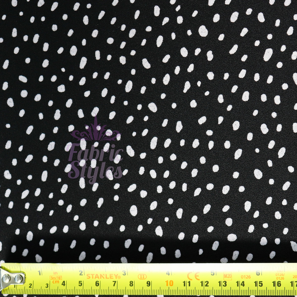 Black & White Dalmatian Spot Scuba Crepe Stretch Fabric