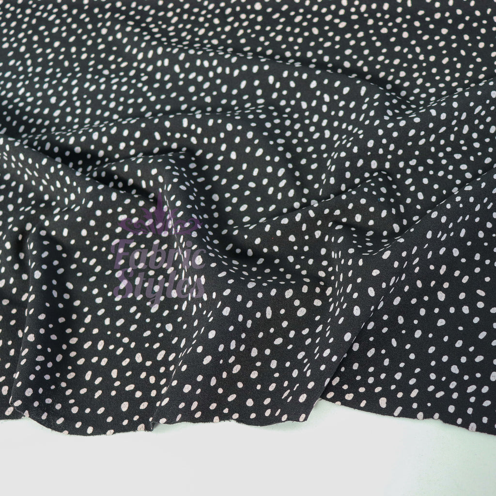 Black & White Dalmatian Spot Scuba Crepe Stretch Fabric