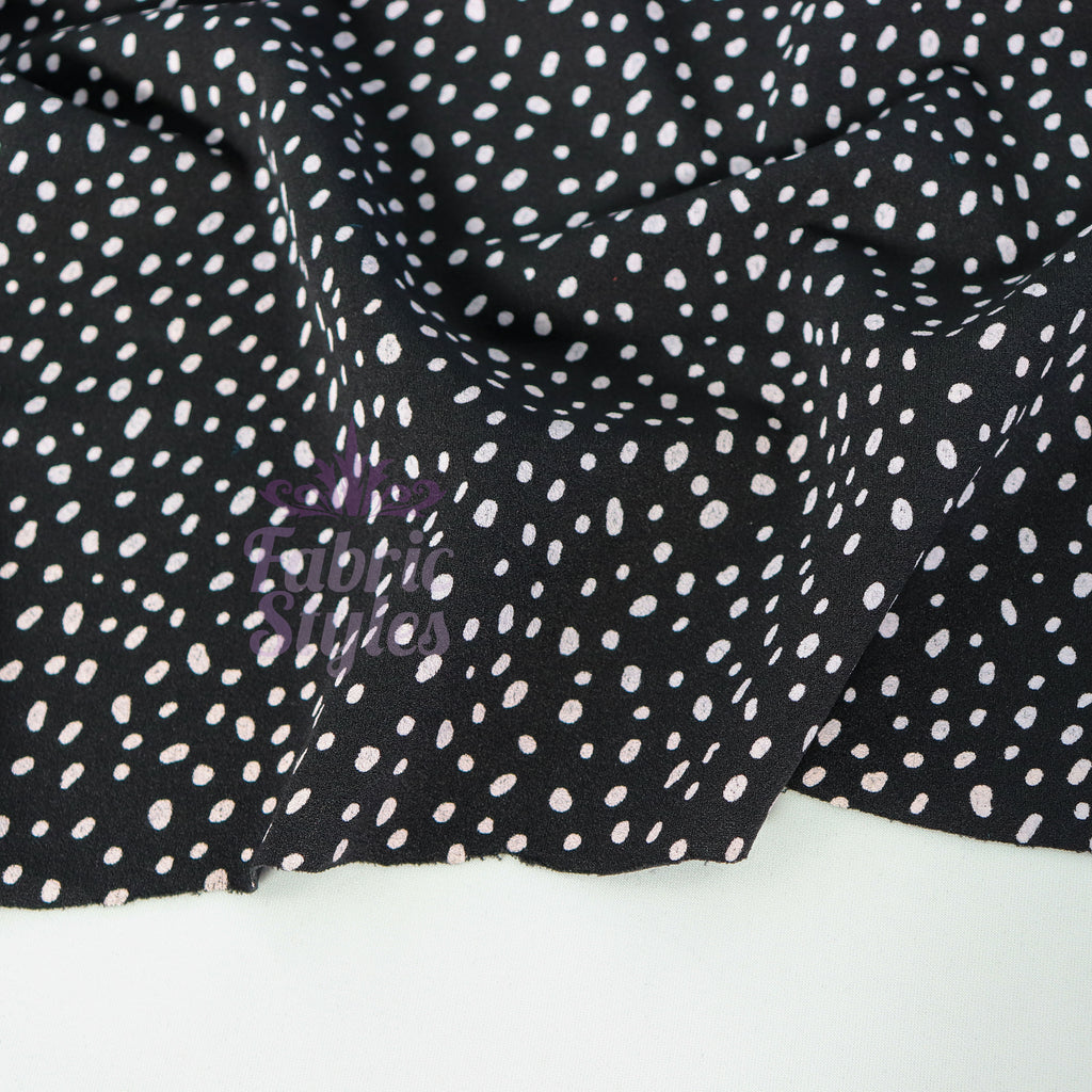 Black & White Dalmatian Spot Scuba Crepe Stretch Fabric