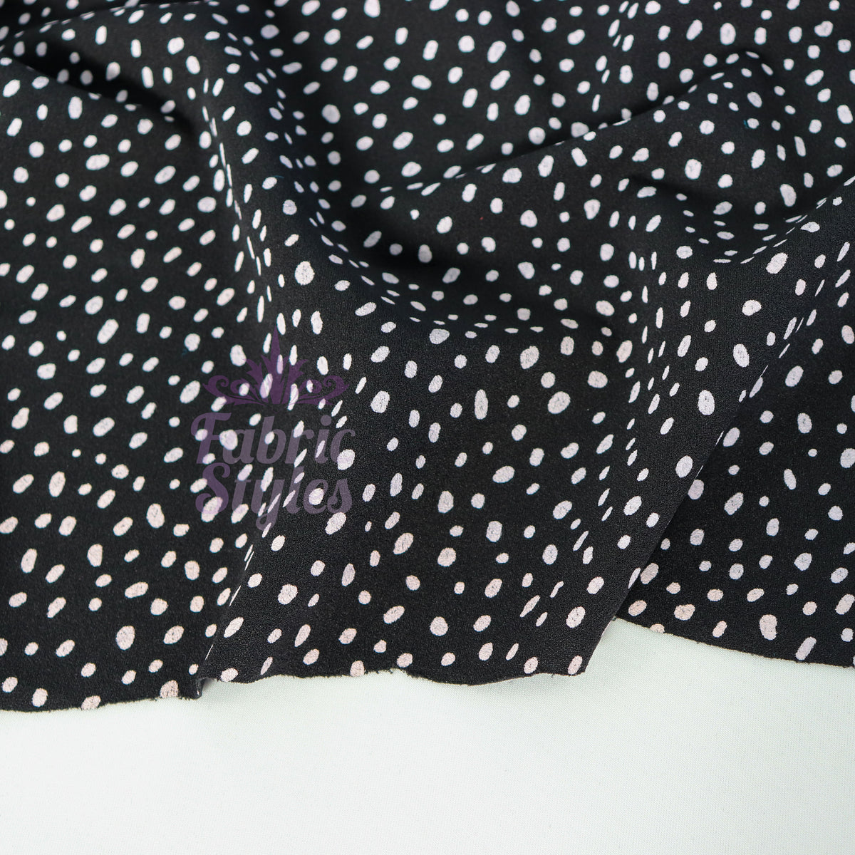 Black & White Dalmatian Spot Scuba Crepe Stretch Fabric
