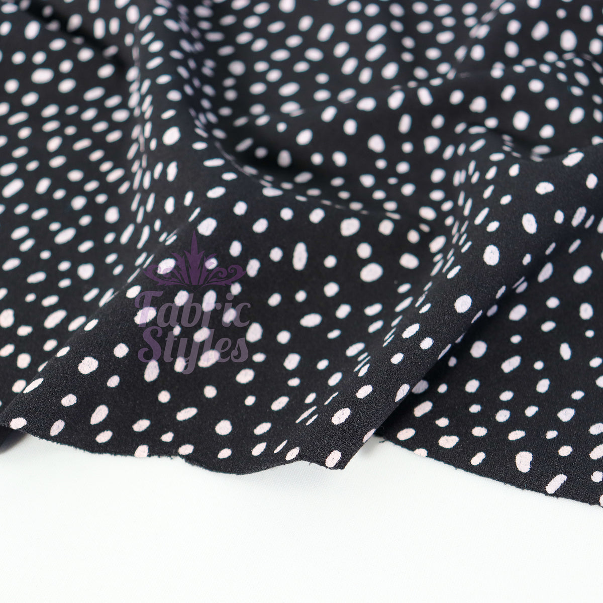 Black & White Dalmatian Spot Scuba Crepe Stretch Fabric