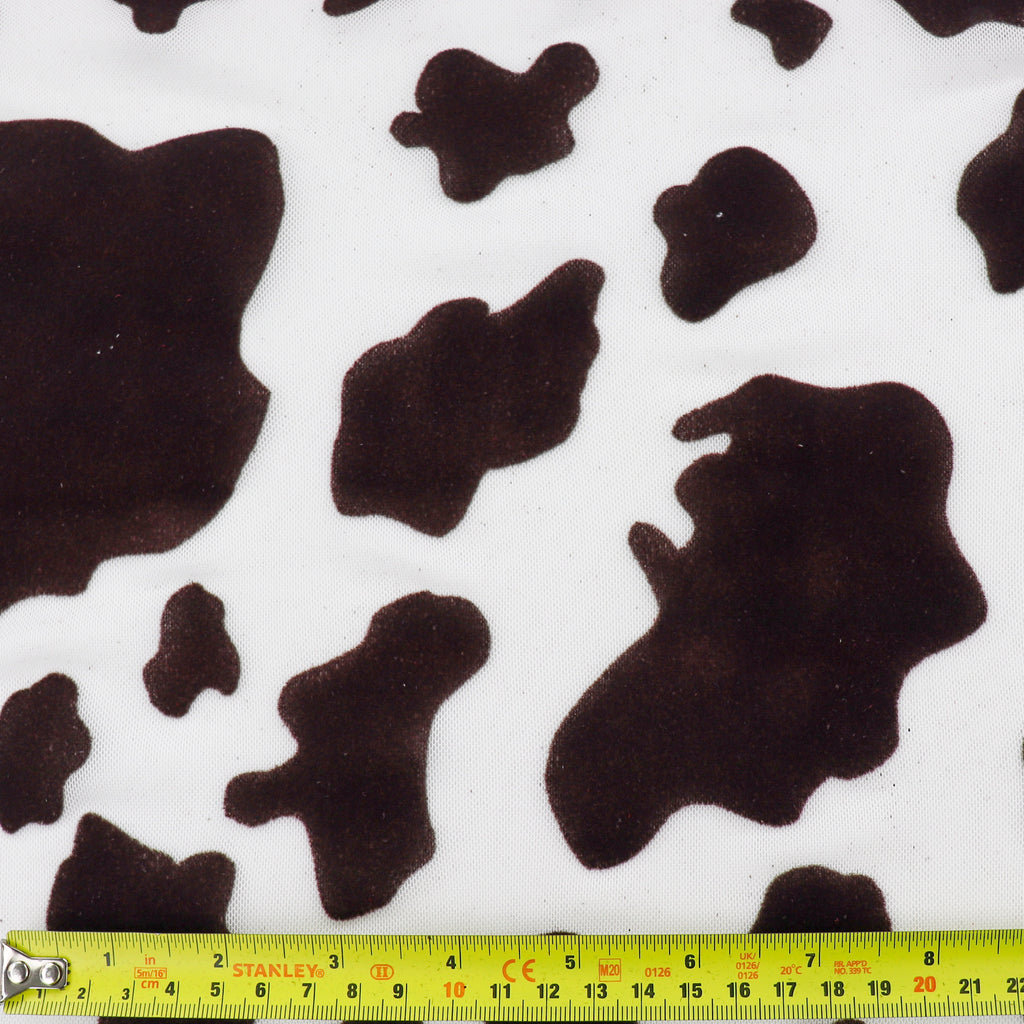 Cow Print Flock Mesh Fabric