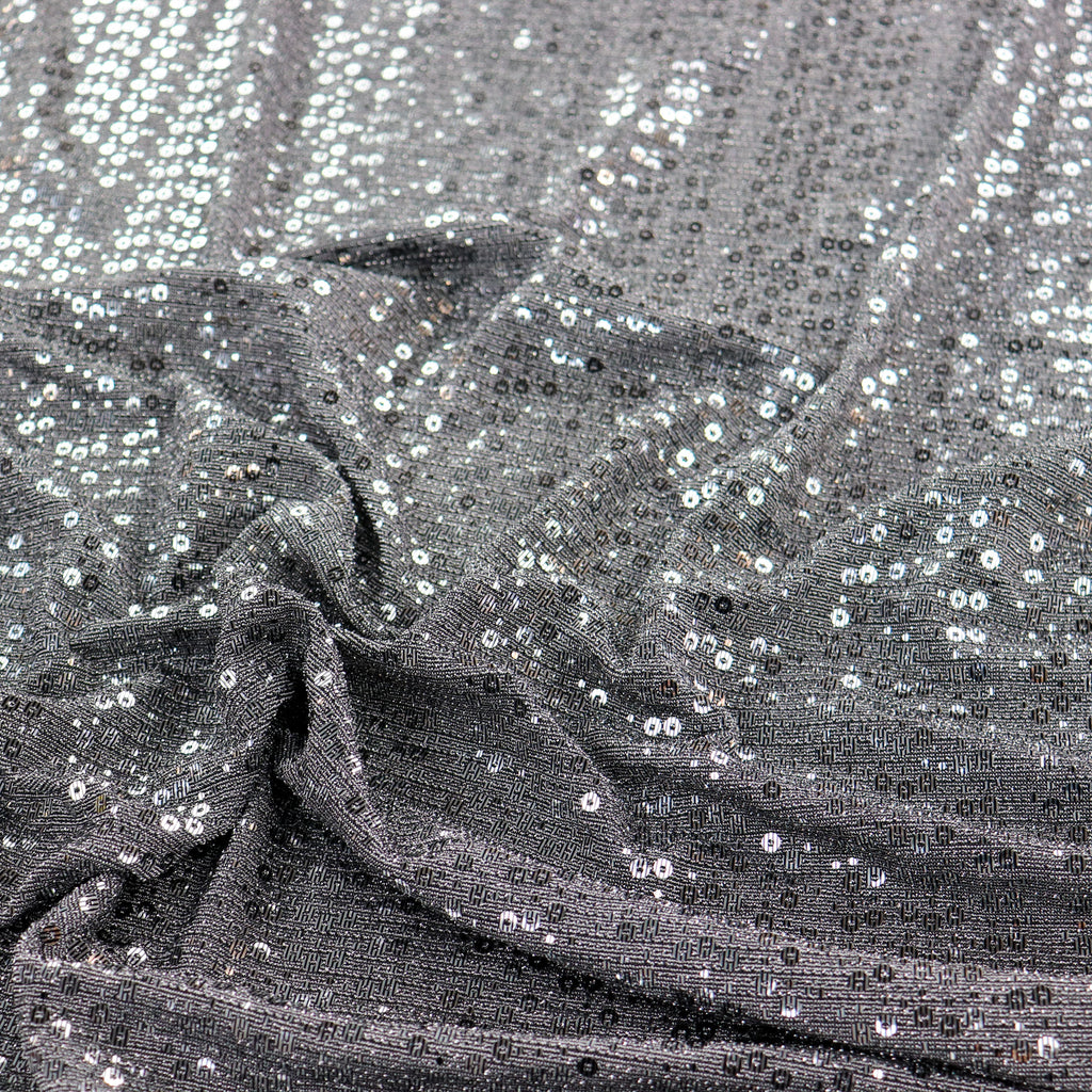 Grey & Silver Sequin Lurex All Way Stretch Fabric